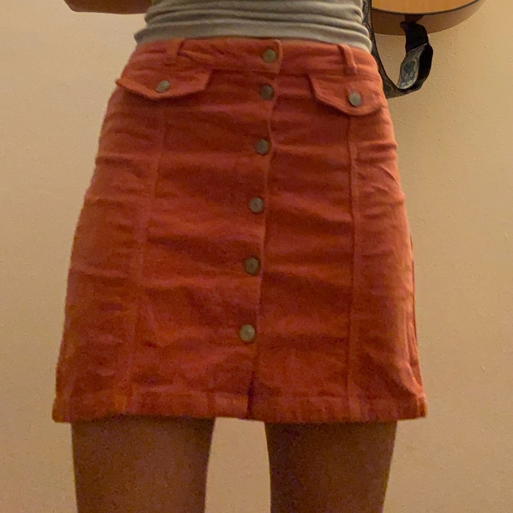 Button-Front Pink/Orange Skirt